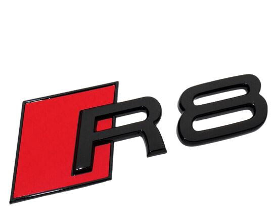 Suitable for Audi R8 rear badge boots, trunk badge stickers, glossy black and red