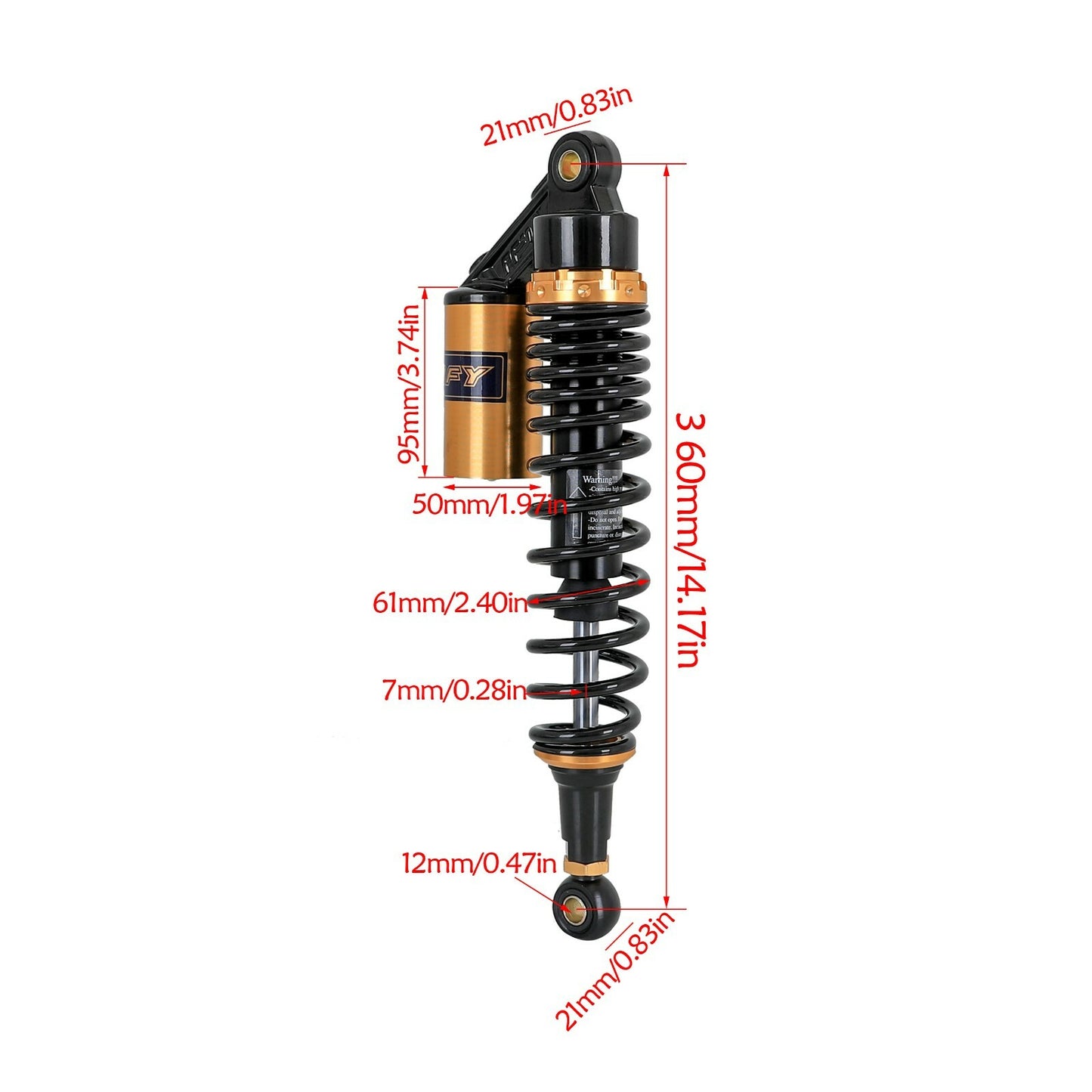 A pair of 360mm 14-inch motorcycle all-terrain air shocks for Honda for Suzuki for Yamaha Quad