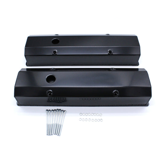 2 for Chevy Fabricated Aluminum Tall Valve Covers 1/4 Rail Suitable For SBC 327 383