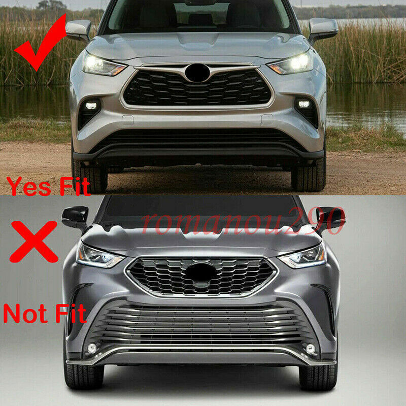 Bright Black Style Front Bumper Grille 2020-24 for Toyota Highlander Frame Trim
