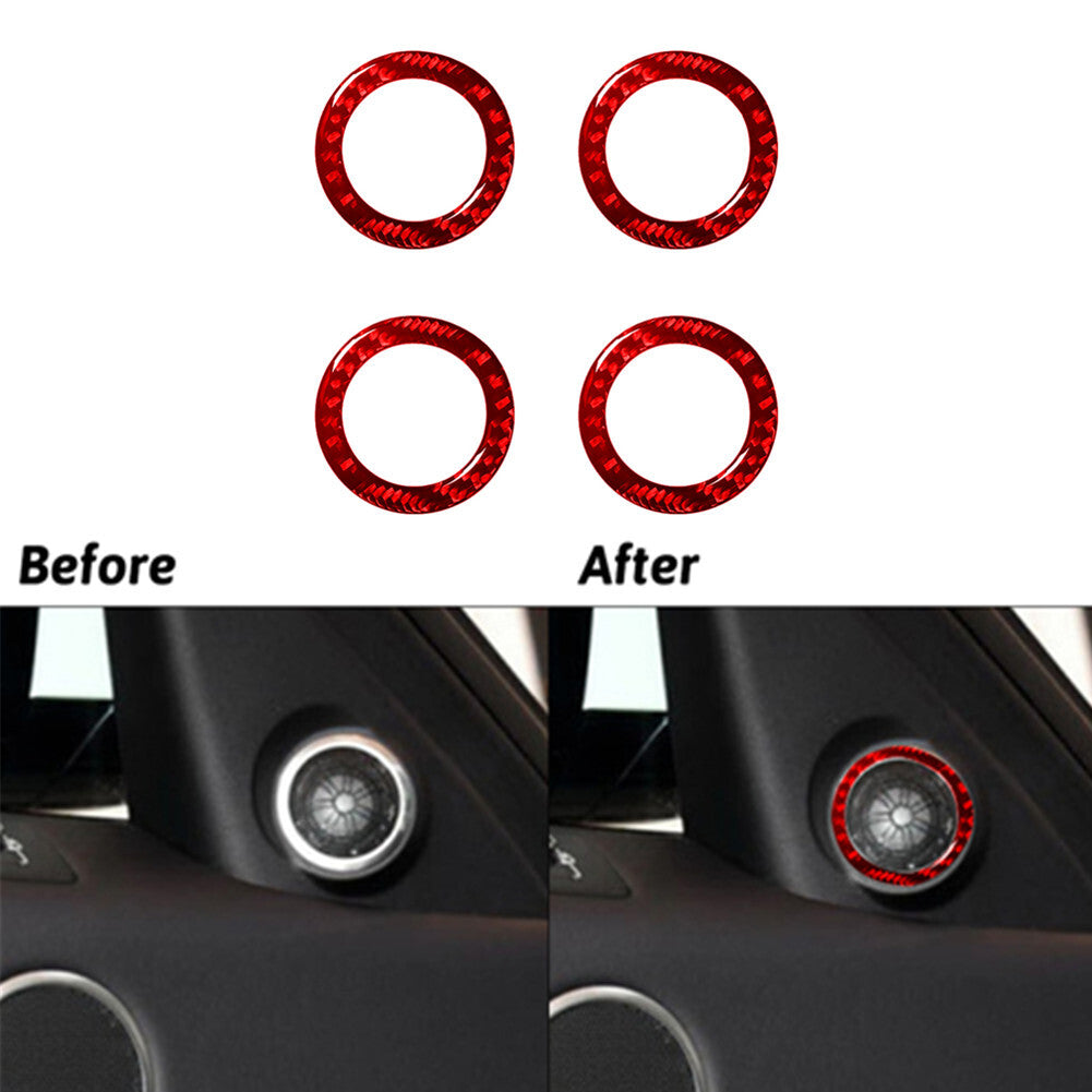4X Red Carbon Fiber Small Speaker Cover Trim For Land for Range Rover Sport 2014-17
