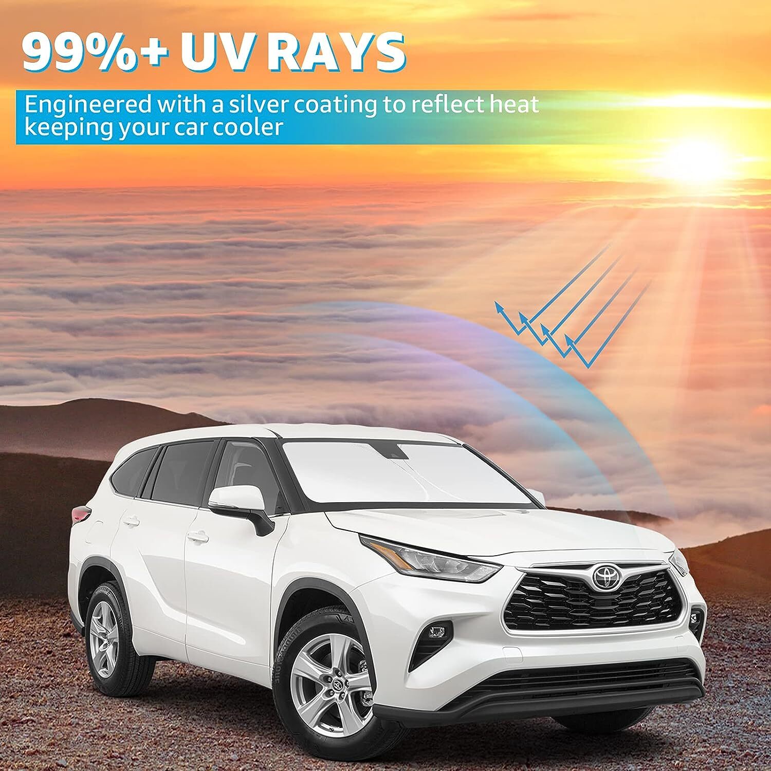For 2008-2013 for Toyota Highlander Car Windshield Sun Shade Front Foldable Cover