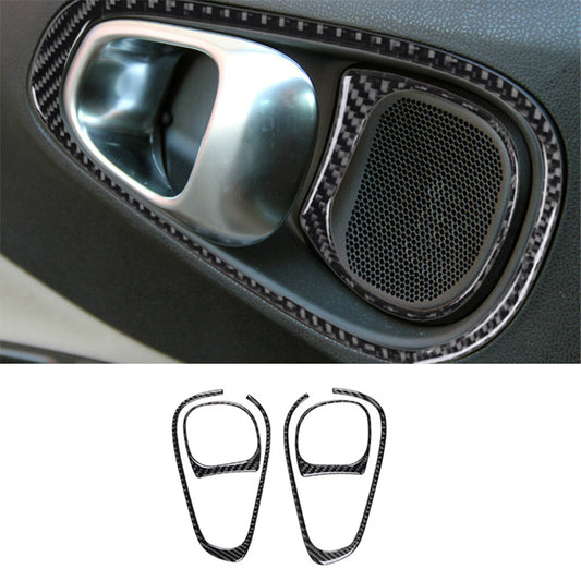 4Pcs Interior Front Door Handle Carbon Fiber Cover Trim for Fiat 500L 2014-2017