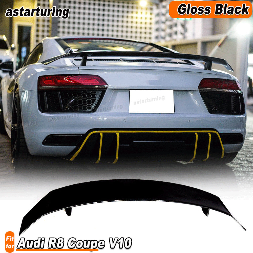 Fit for AUDI R8 V10 Coupe 2016-2019 Gloss Black Rear Trunk Spoiler Boot Lid Wing