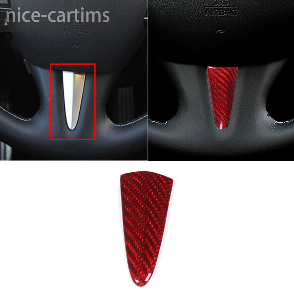 for Infiniti Q50 Q60 2014-2017 Red Carbon Fiber Steering Wheel Center Panel Trim