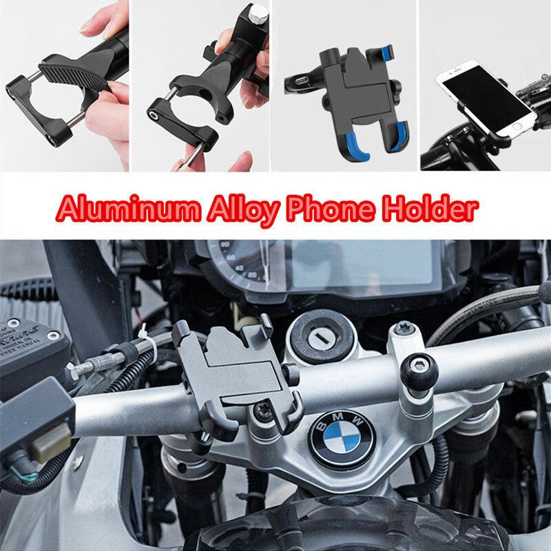 Universal Metal Motorcycle Phone Mount Holder Handlebar Mobile Phone Base Black