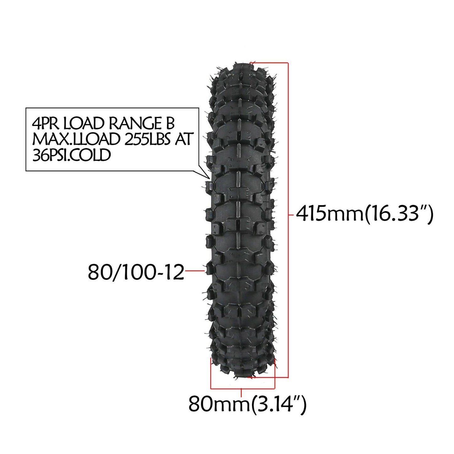 10 inch 80/100-10 Rear Tyre + Tube 3.00-10 for Pit Dirt Bike CRF50 TTR50 PW50 XR