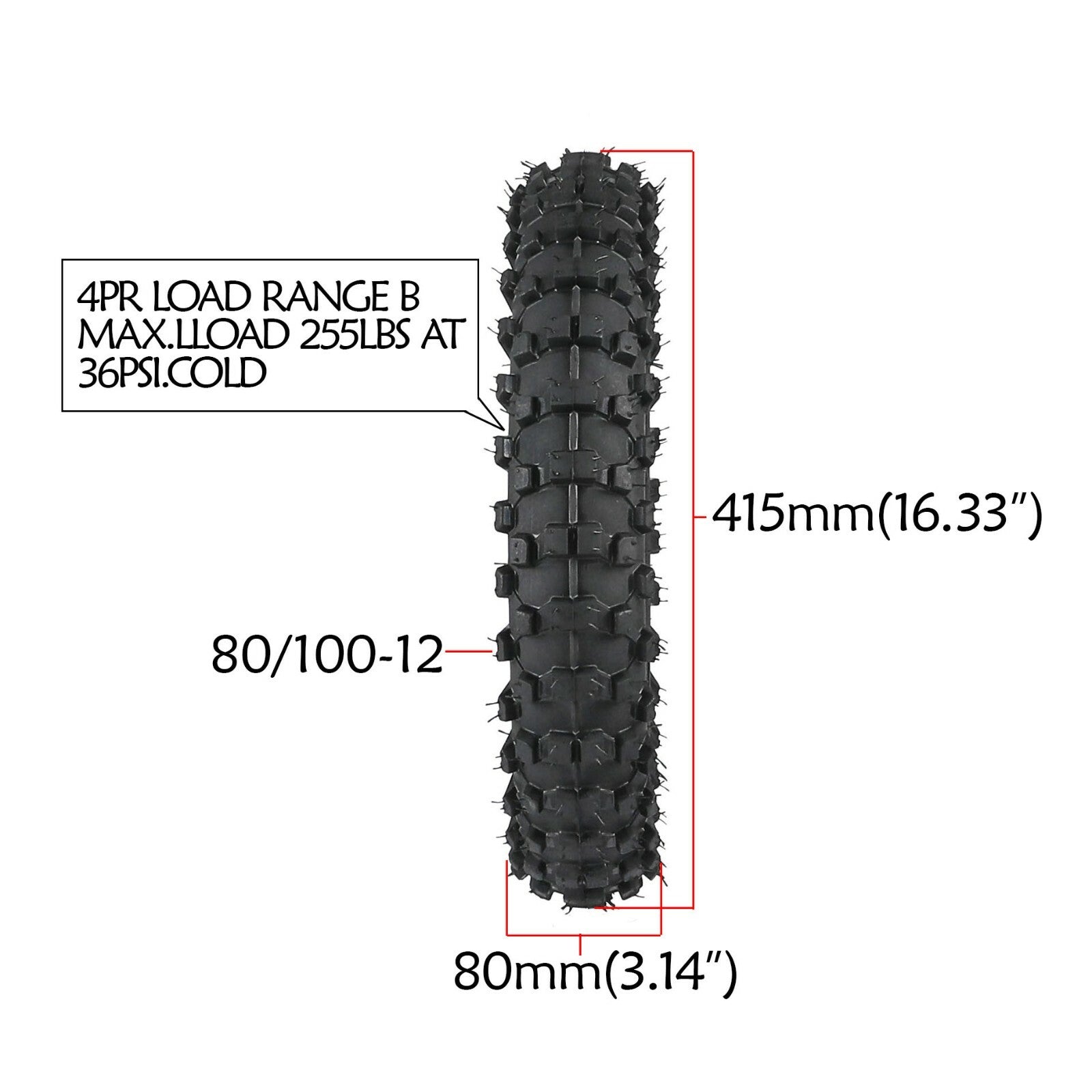 10 inch 80/100-10 Rear Tyre + Tube 3.00-10 for Pit Dirt Bike CRF50 TTR50 PW50 XR