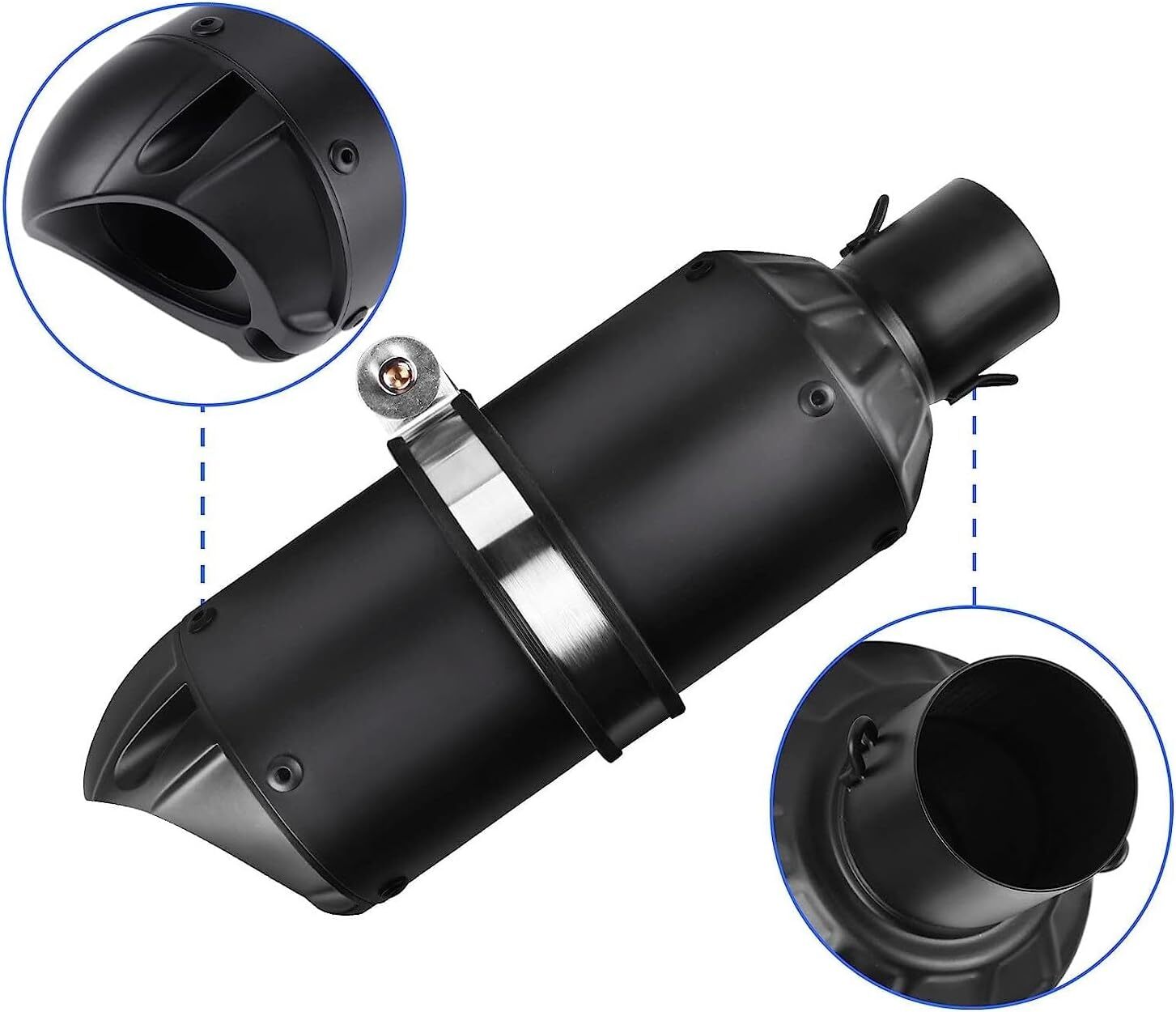 Universal 1.5-2 Motorcycle Short Exhaust Muffler fits most motorcycles, (Black)