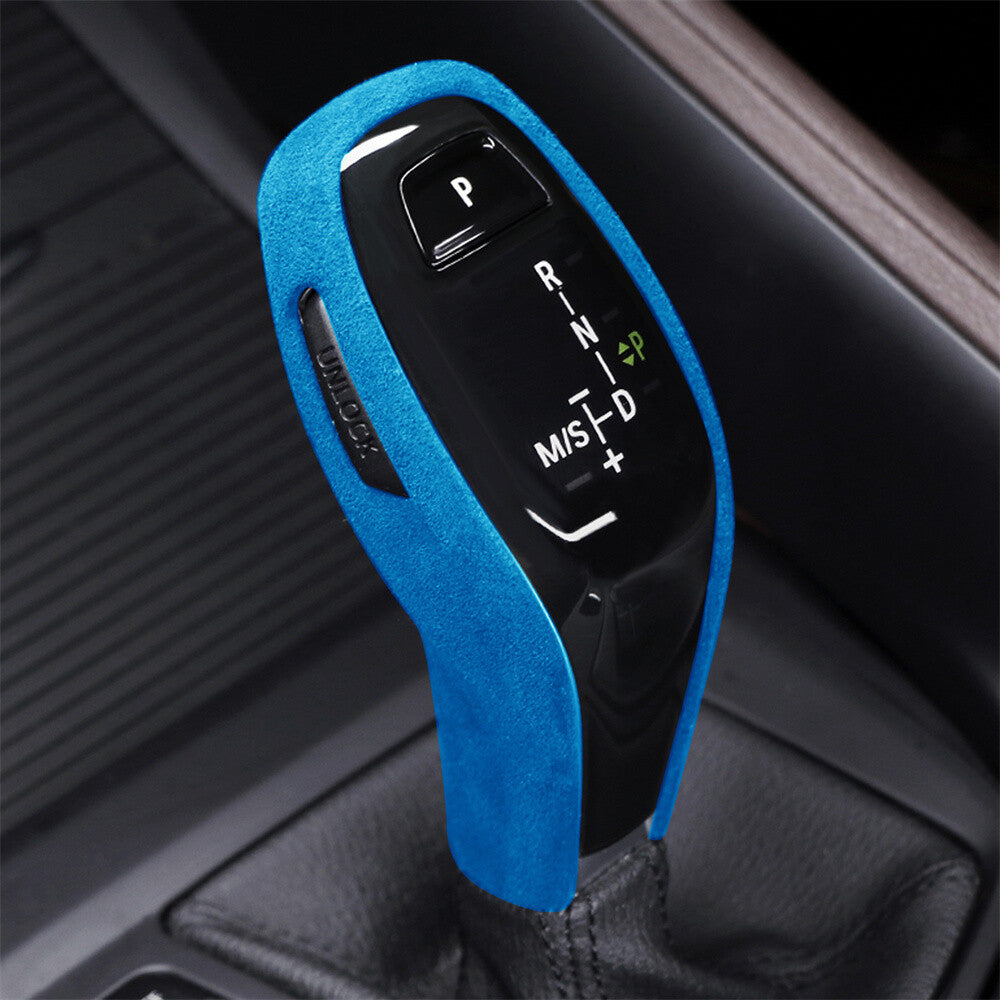 Suede Blue Interior Gear Shift Knob Cover for BMW X1 F48 X2 F47 1 Series 2020-23