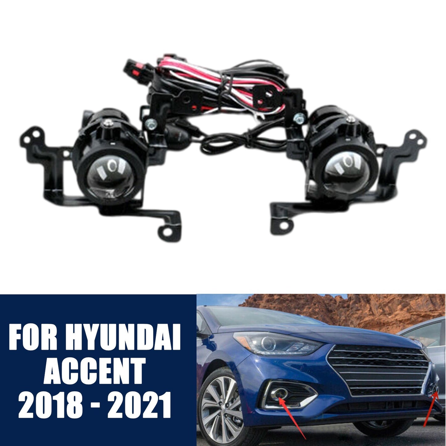 Front ABS fog lights, left and right, suitable for modern accents. 2018 - 2021 AT