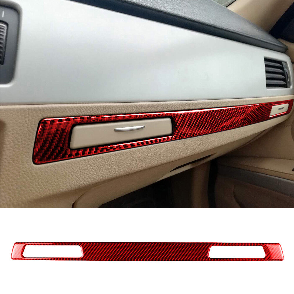 Red Carbon Fiber Copilot Cup Holder Strip Cover for BMW 3 Series E90 E92 2005-12