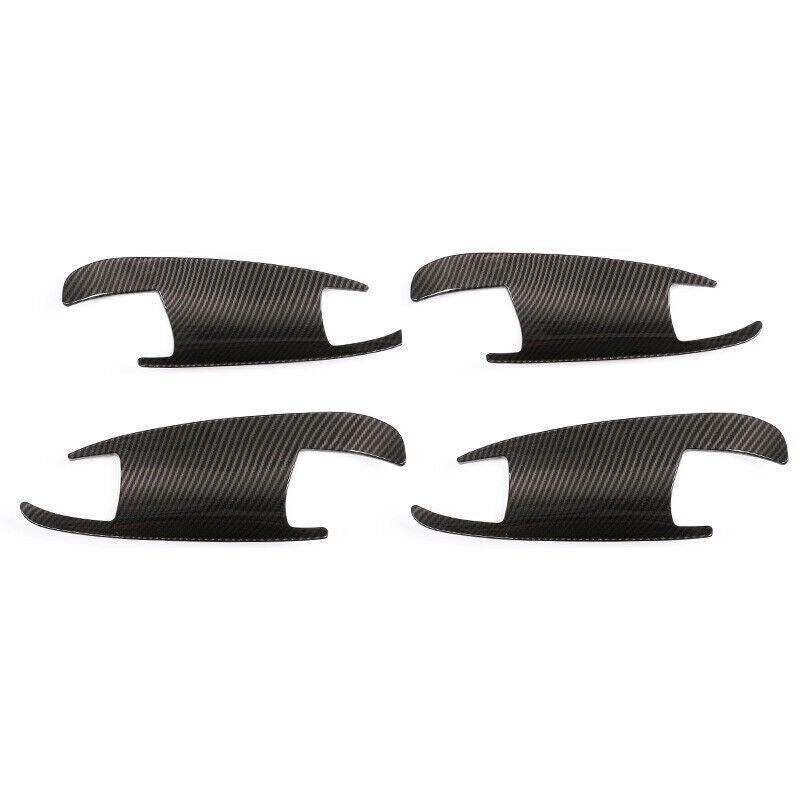 Carbon Fiber Look Exterior Outside Door Bowl Cover Trim for Benz GLE GLS 2016-19