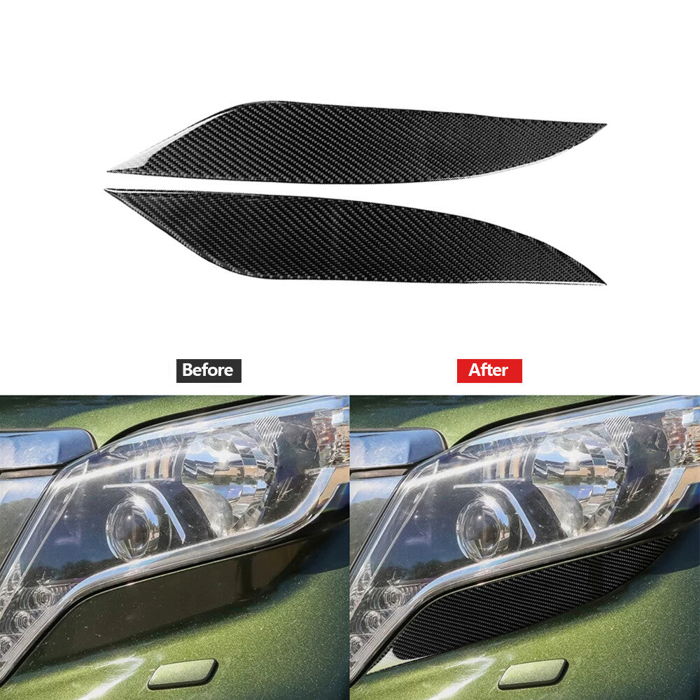 Carbon Fiber Headlight Eyebrow Cover Trim for Toyota for Land Cruiser Prado 2014-17