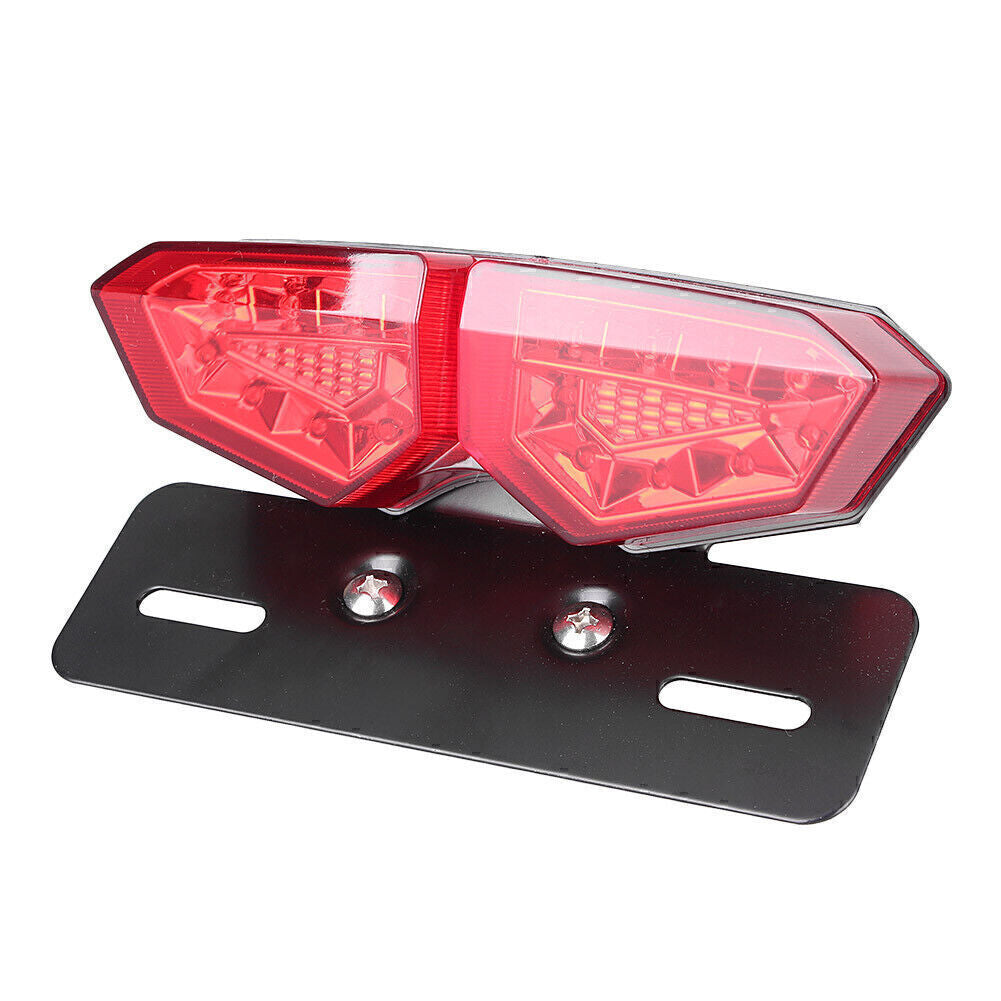 Motorbike Red License Plate Light Yellow Turn Signals Three In One Integrated