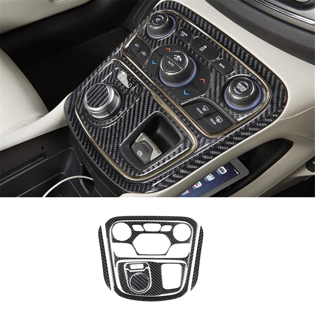 9Pcs Carbon Fiber Center Console Panel Cover Trim for Chrysler 200 2015-2017