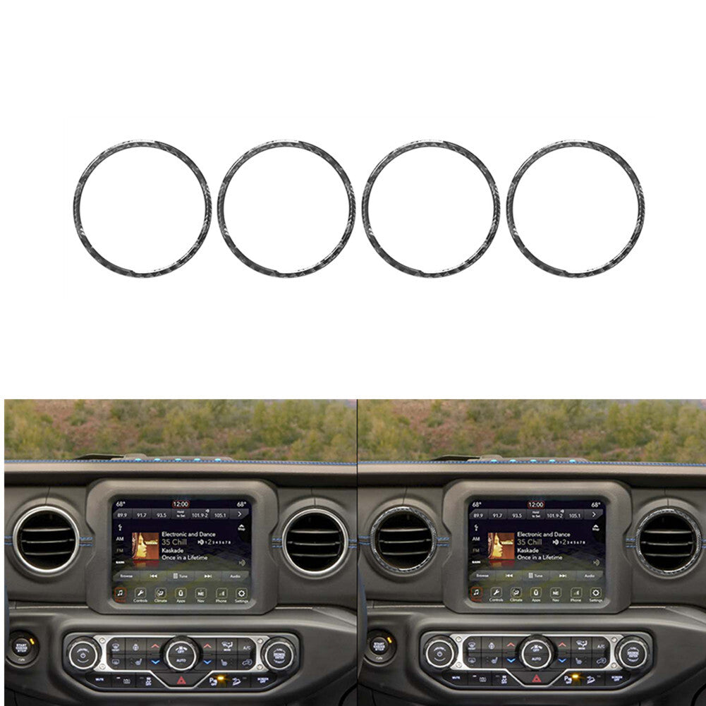 4X Carbon Fiber Dashboard Vent Oultet for Jeep for Wrangler Jl 2018+ Gladiator 2020+