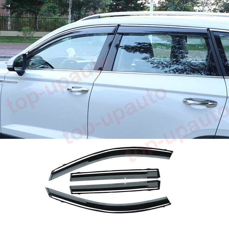 for Volkswagen Taos 2021-2024 Window Visors Sun Rain Guard Deflectors W/Chrome