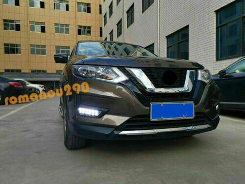 LED DRL Daytime Running Fog Light W/Turn Signal Lamp for Nissan Rogue 2017-2020