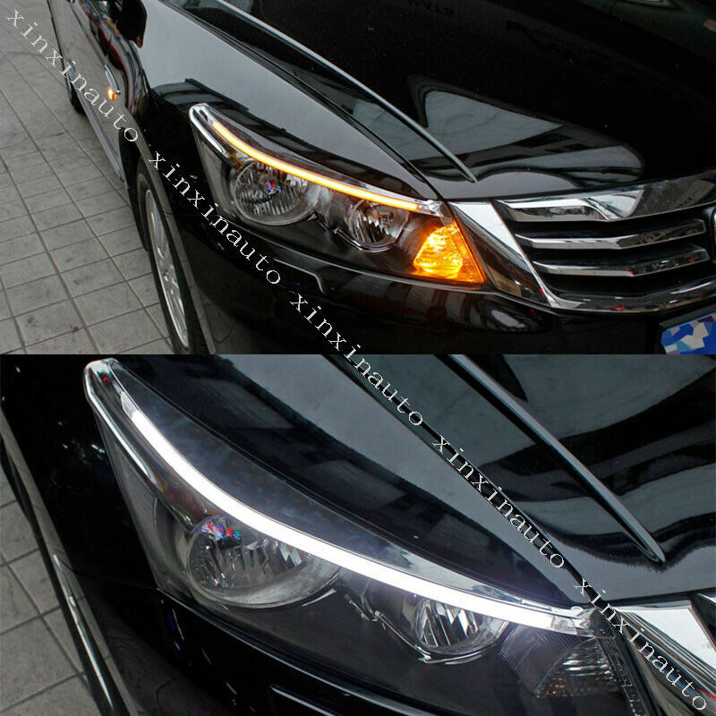 2Headlight Eyebrow DRL Daytime Light Turn Signal LED for Honda Accord 2008-2012