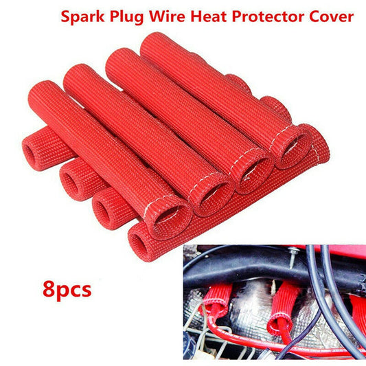 Red Car Spark Plug Wire Boots Heat Insulating Sleeve Protector High Heat Shield