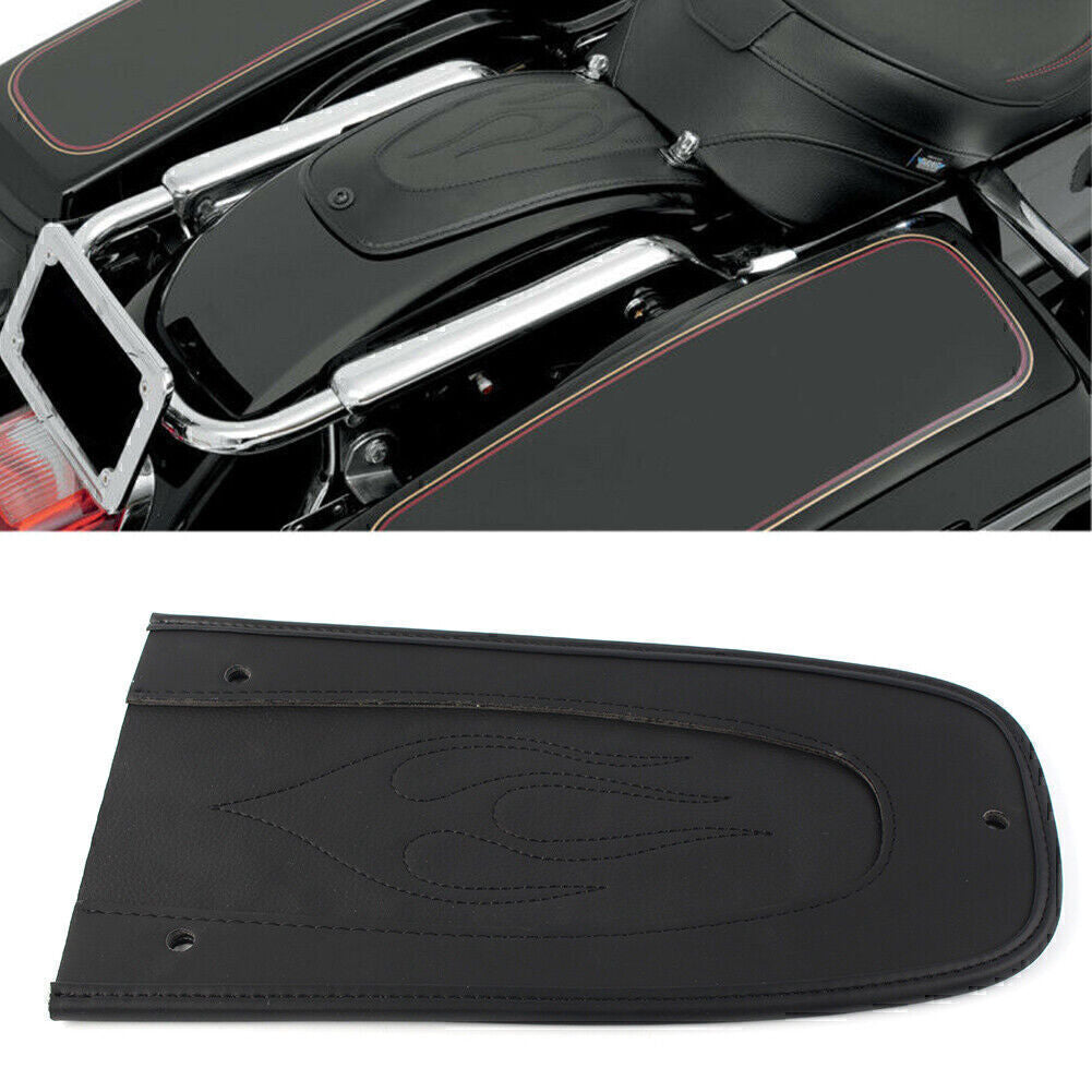 Moto Drag Flame Stitch Leather Rear Fender Bib Fits for Harley Touring 1997-17 Black