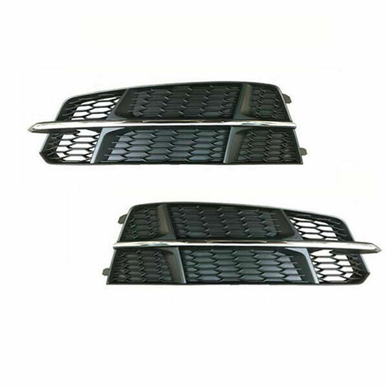for Audi A6 S6 2016-2018 Fog Light Lamp Grilles W/Chrome Trim Front Bumper Grill