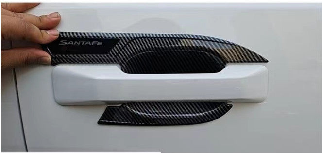 Carbon Fiber Style 4-Door Handles Bowl Cover Trim Bezel for 2025 for Hyundai Santa