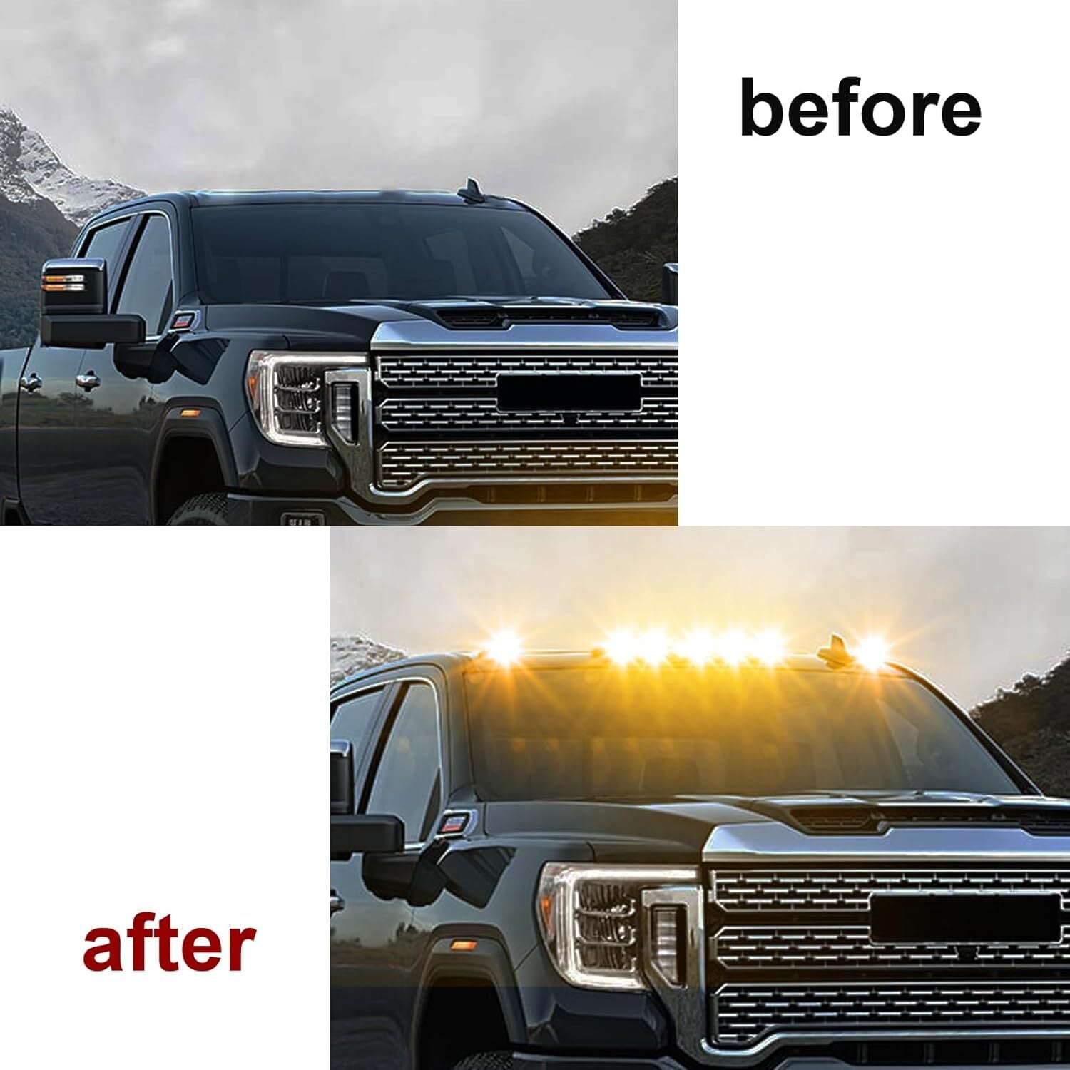 Amber For 2007-2022 for GMC for Sierra 2500HD/3500HD Cab Led LED Roof Top Running Light