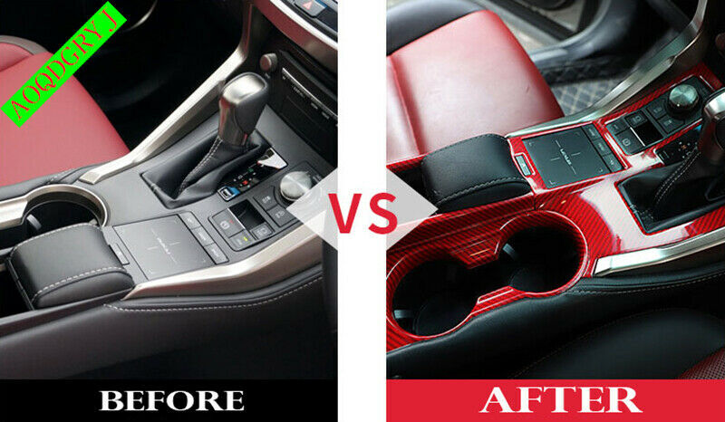 Red Carbon Fiber Gear Shift Panel Decor Trim Cover for LEXUS NX200t 300h 2015-21