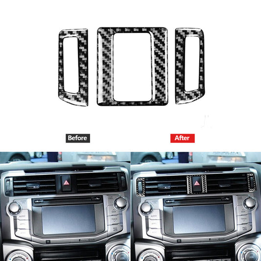 3Pcs Carbon Fiber Center Air Vent Outlet Cover Trim for Toyota 4Runner 2010-2020