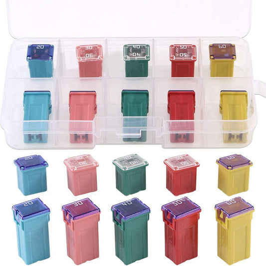10x Fuses Pack Kit 20A,30A,40A,50A,60A Car Auto Van Square Assortment Fuse