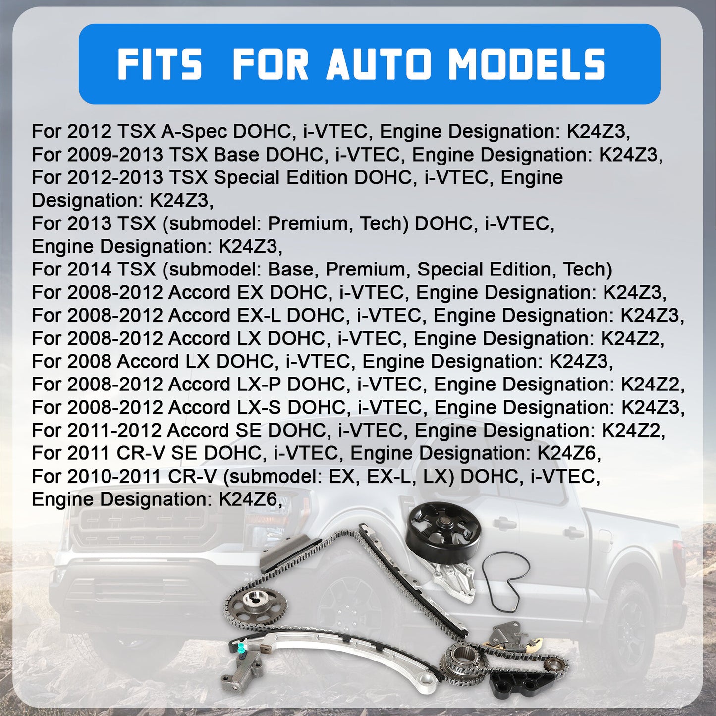 Timing Chain and Water Pump Kit for Honda Accord 10-11 08-12 CR-V 2.4L engine