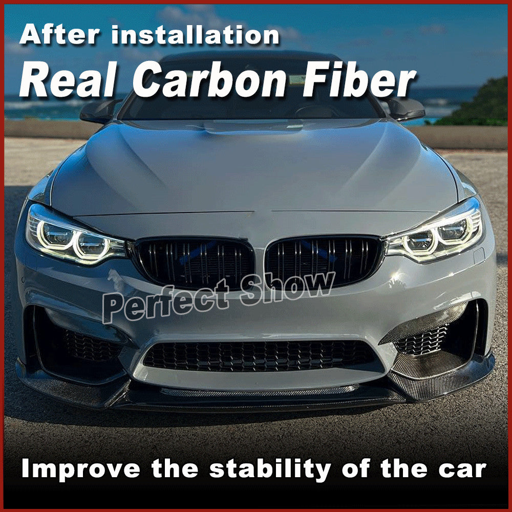 Fit for BMW F80 M3 F82 F83 M4 2014-19 REAL Carbon Front Bumper Lip Spoiler Chin