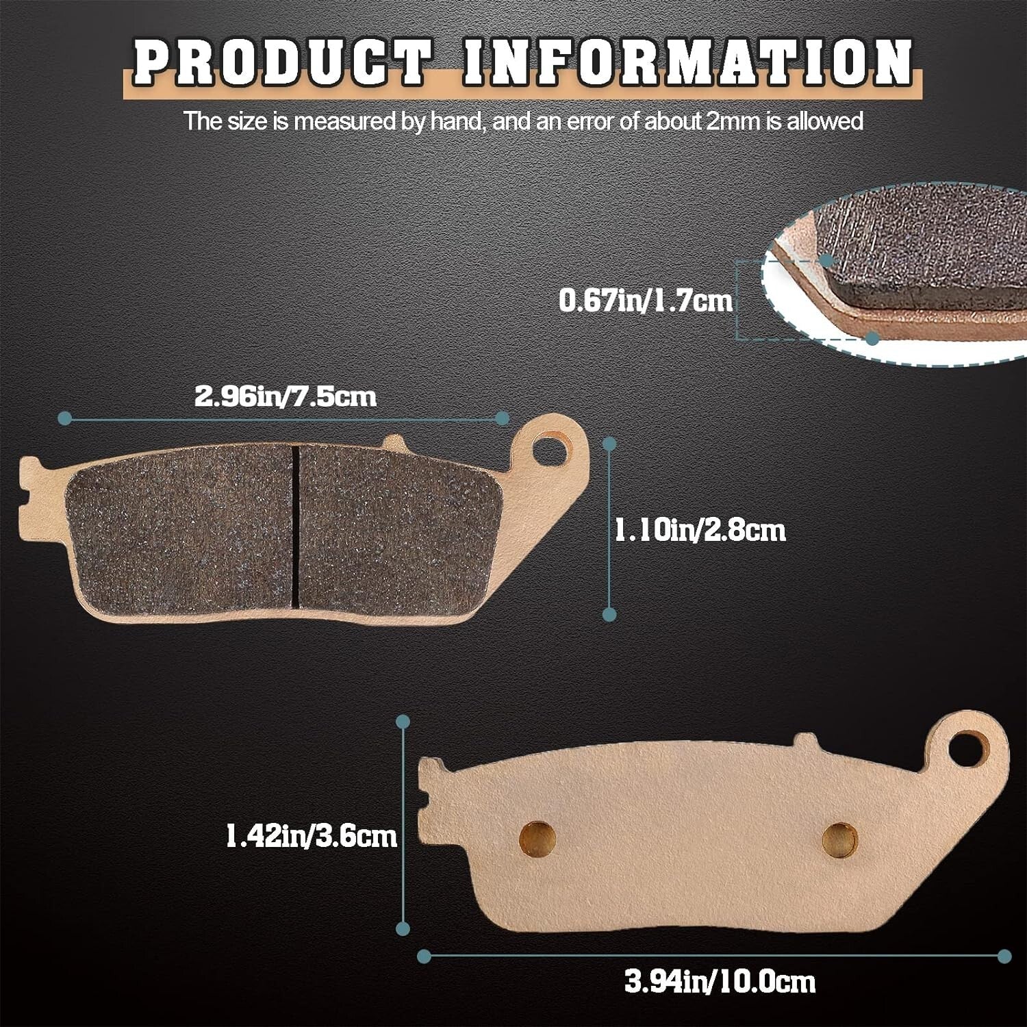 Front Brake Pads Replacement for Honda Shadow VT1100 VT750C VT600C CBR 300 CB400