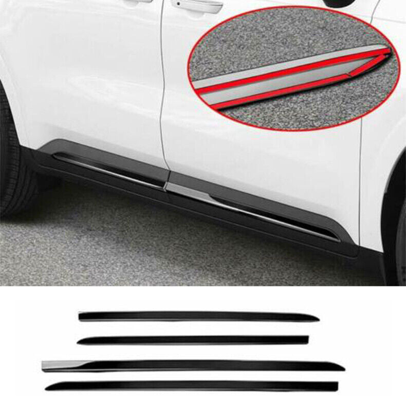 for Kia Carnival 2022-2023 Black ABS Side Door Body Molding Cover Strip Trim 4Pc
