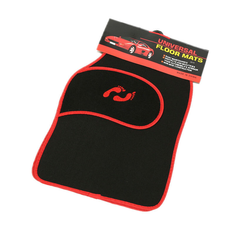 4x Car Floor Black/Red Mats Carpet Custom Heavy Duty Heel Prevent Wear Foot Pad