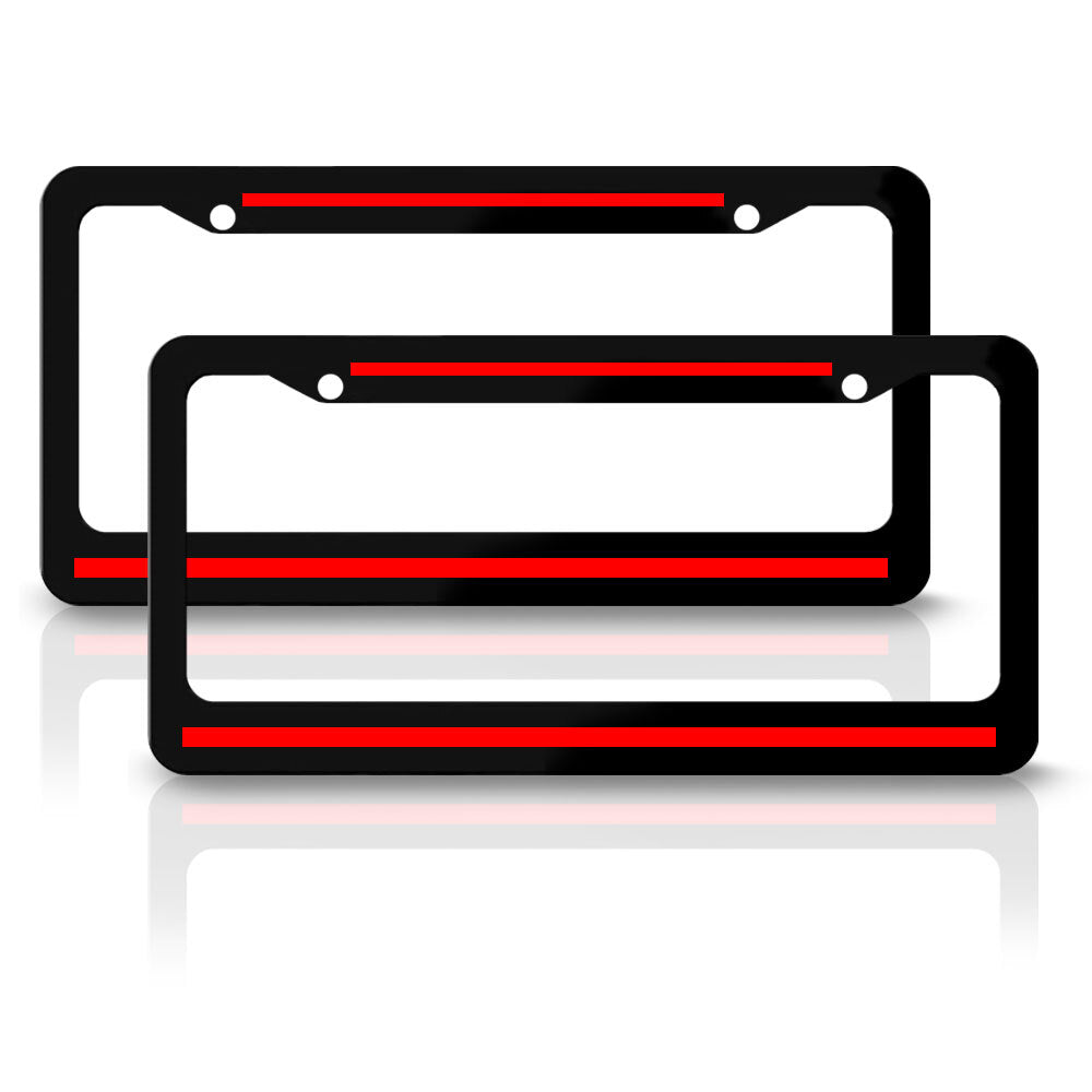 2pcs Metal Red Line Car License Plate Frame Tag Cover Black  for ford  F150 F250