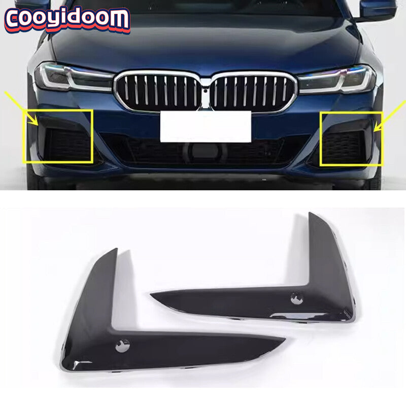 for BMW 5 Series M5 2021-2023 Black Steel Front Fog Light Lamp Strip Trim