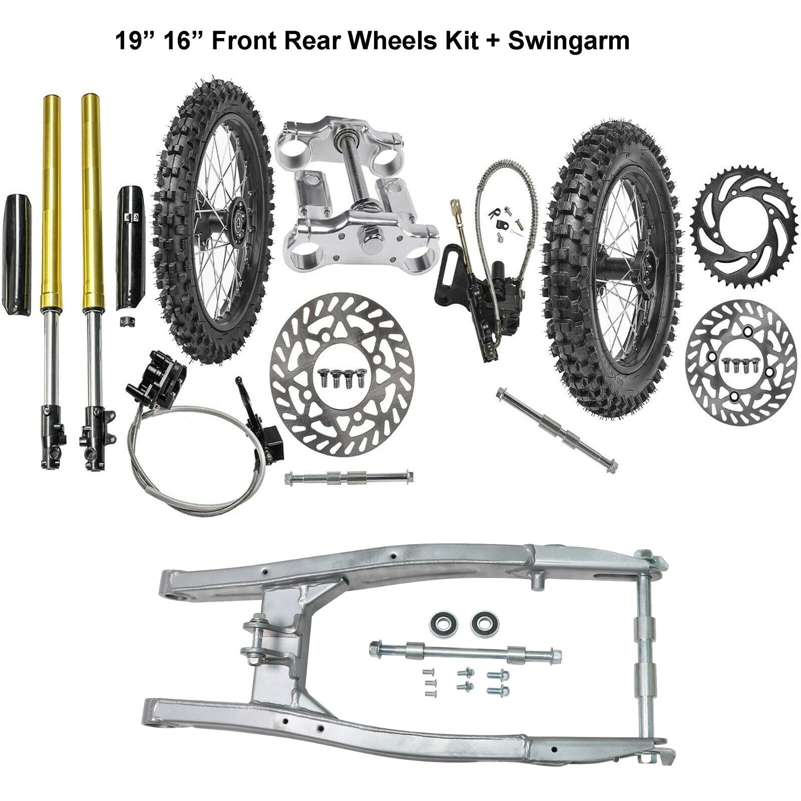 Front fork, rear swingarm: 19-inch, 16-inch; Wheels: 70/100-19, 90/100-16; Tires: 125cc, 150cc, 200cc
