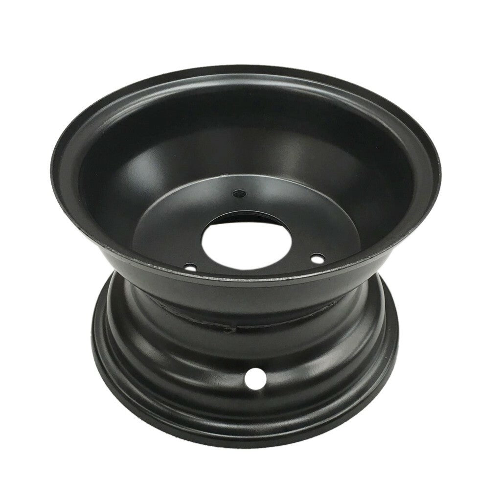 Black 7-inch all-terrain wheel rims with 3 holes, suitable for 16x8-7 tires (70cc, 90cc, 110cc, 125cc) for four-wheel off-road vehicles.