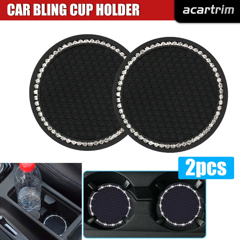 2x Universal Car Bling Cup Holder Insert Rhinestone Coaster Interior Accessories