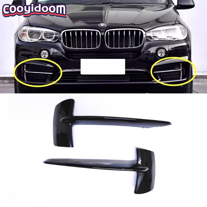 1 Pair New for BMW X5 F15 Front Bumper Pure Black Excellence Chrome Grill 7325395