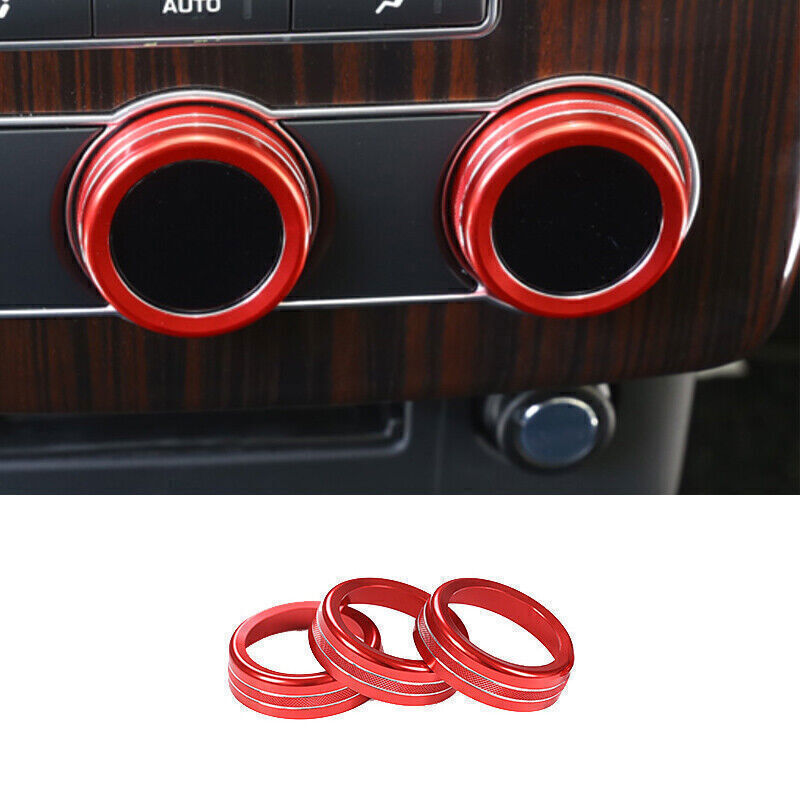 3X Red Aluminum Rear Air Outlet Vent Knob Ring Trim for Range Rover L405 2014-18