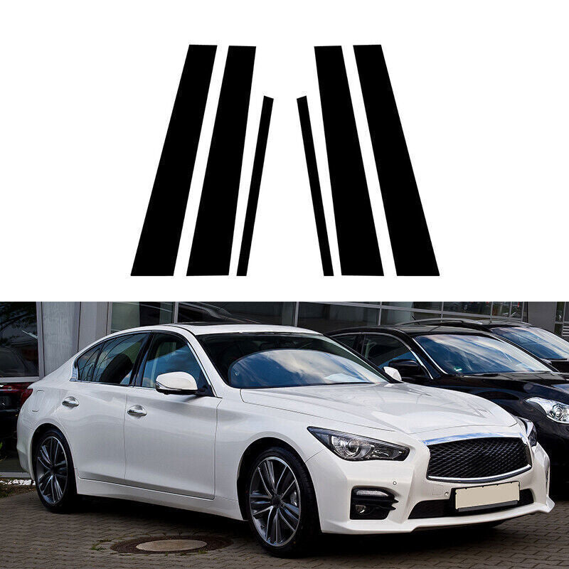 Piano Black Pillar Post Door Window Molding Strip for Infiniti Q50 (V37) 2014-23