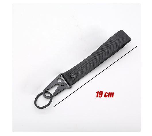 Car keychain/ring with lanyard, black, 19cm, suitable for Mitsubishi .