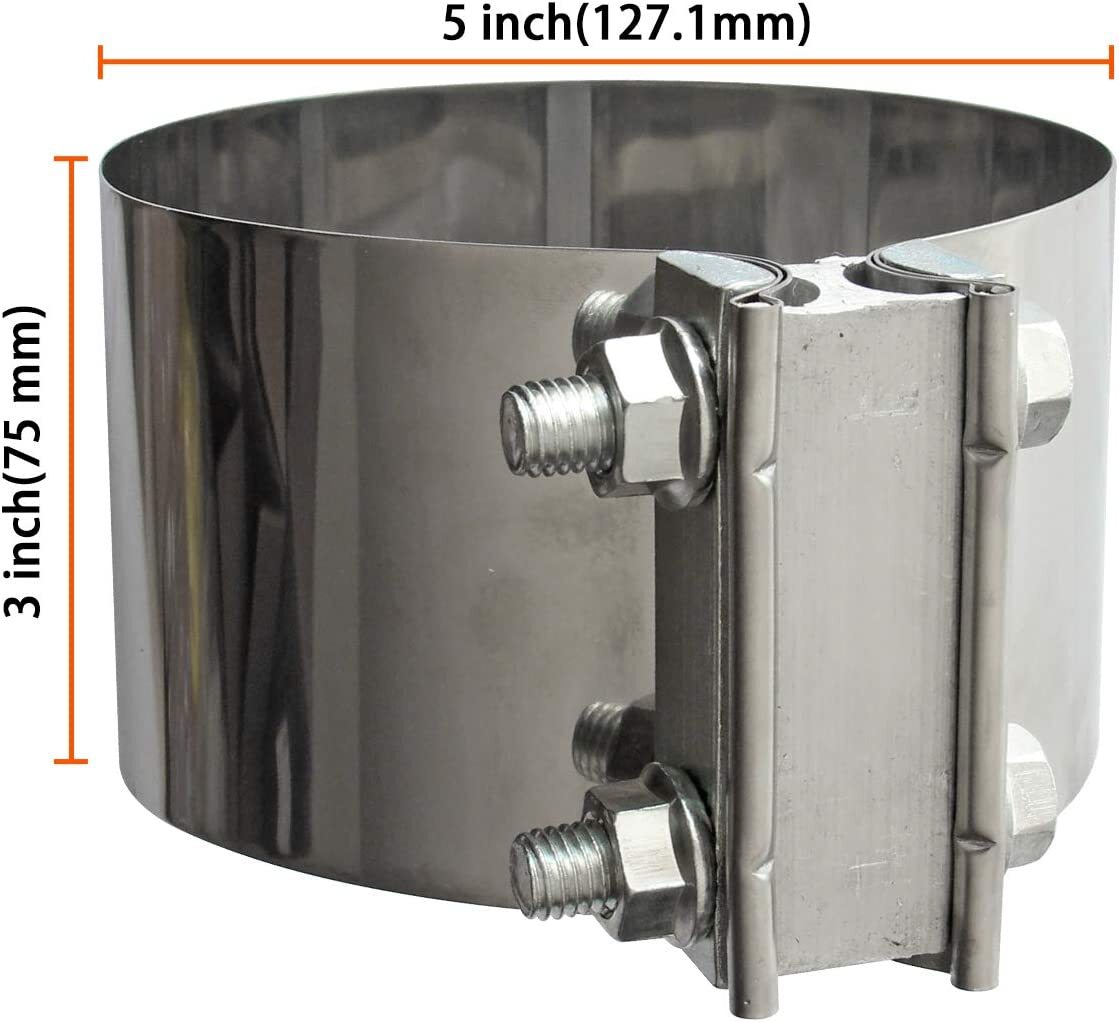 5-inch stainless steel exhaust manifold connector with clip (2-piece set)