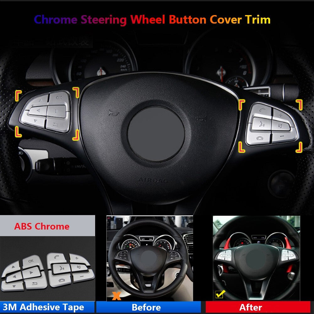 for Mercedes-Benz C GLC W205 X253 Car Interior Steering Wheel Switch Cover Trim