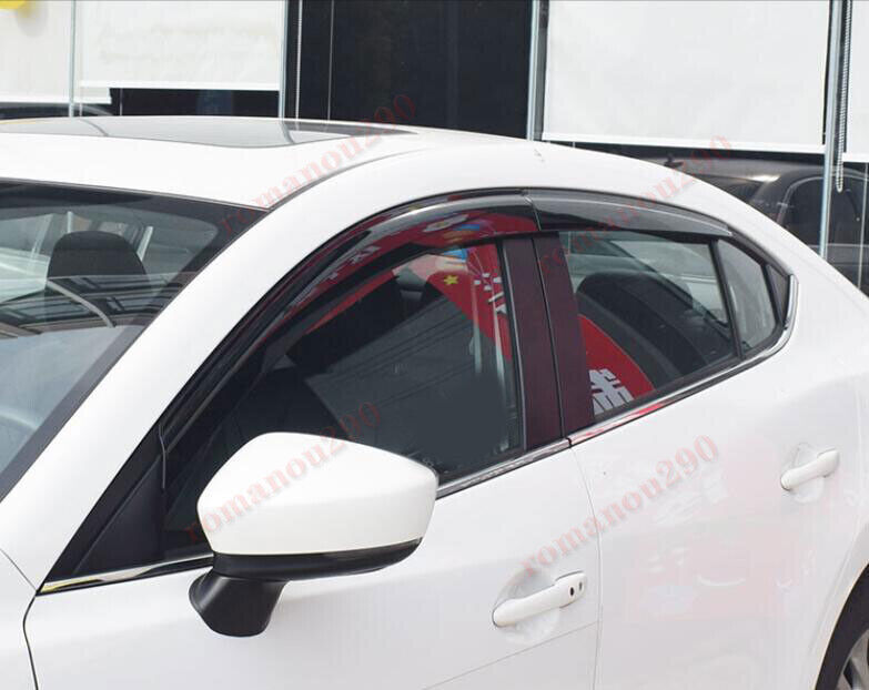 for Mazda 3 Sedan 2014-18 Smoke Window Wind Visors Sun Rain Guard Vent Deflector