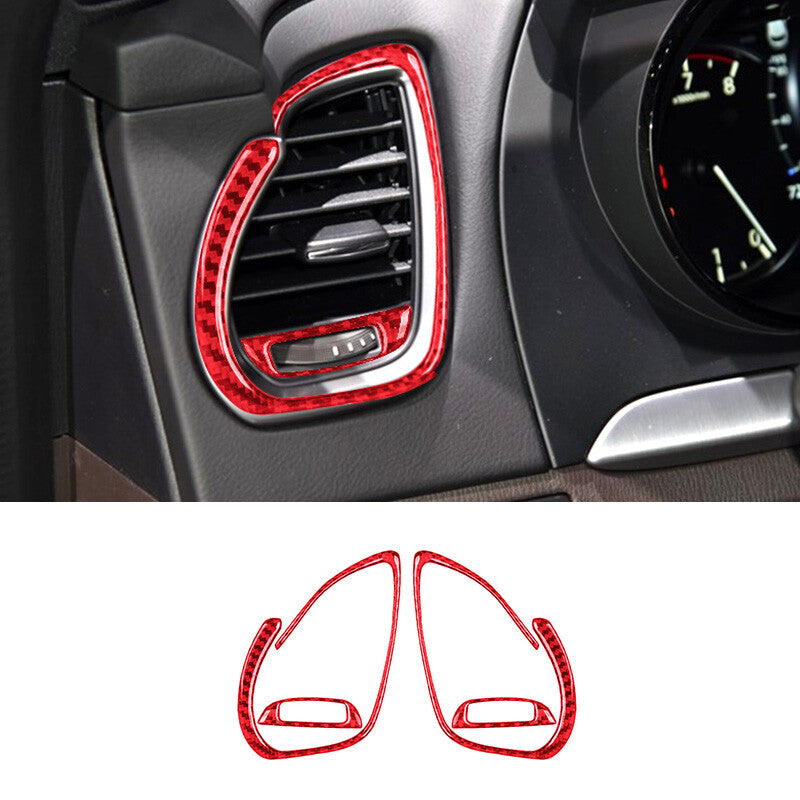 Red Carbon Fiber Dashboard Air Vent Outlet Cover Trim for Mazda CX-9 2016-2022